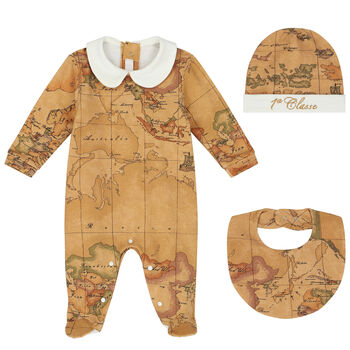 Beige & Ivory Geo Map Babygrow Set