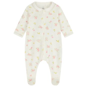 Baby Girls Ivory Floral Babygrow
