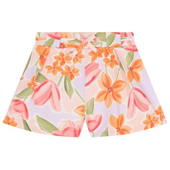 Girls Pink & Orange Floral Shorts