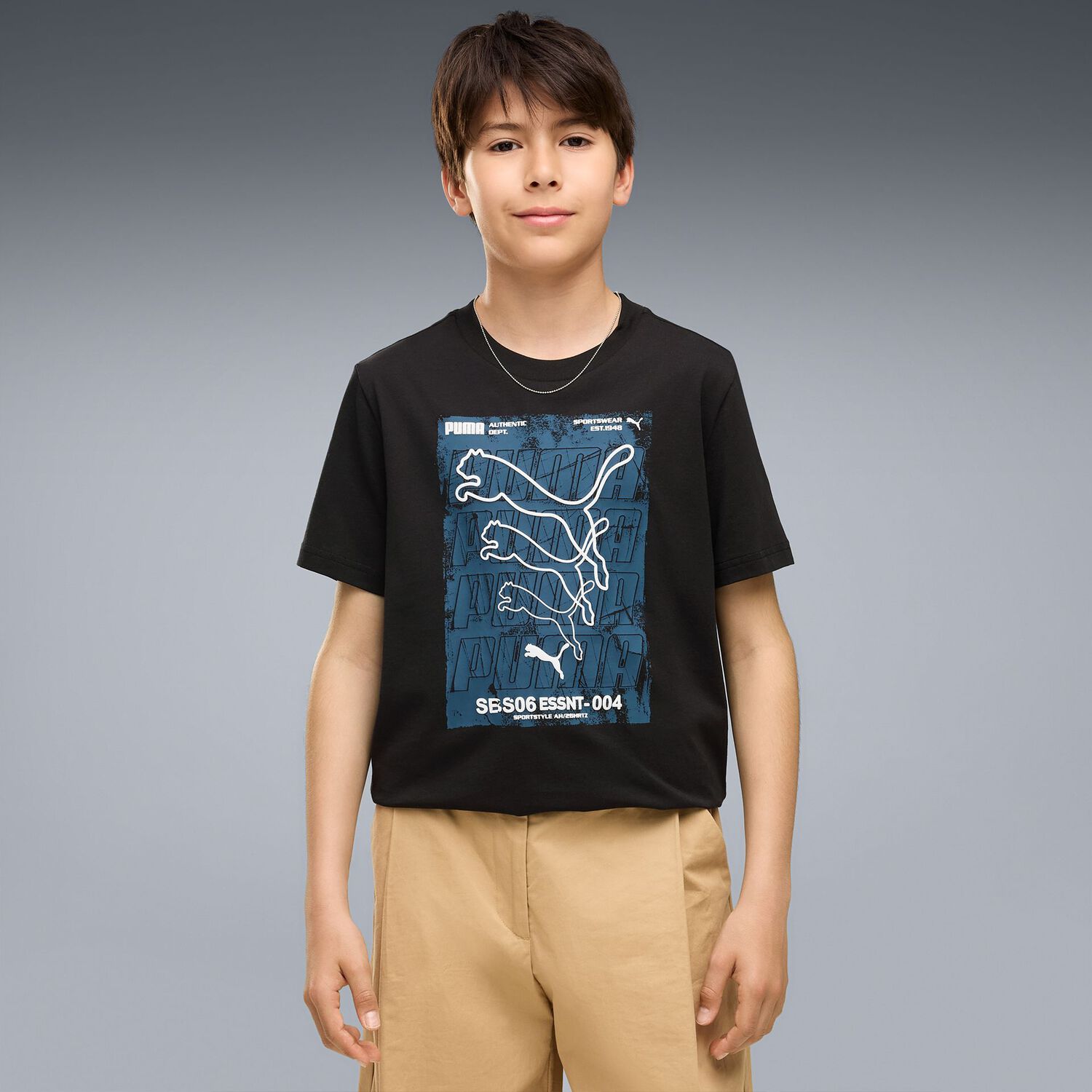 Boys Black Logo T-Shirt, 1, hi-res