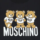 Younger Girls Black Teddy Bear Logo Dress, 4, hi-res