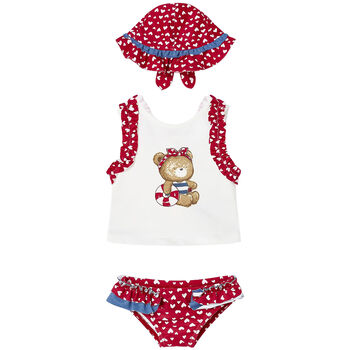 Baby Girls Red Teddy Bear Swim Set