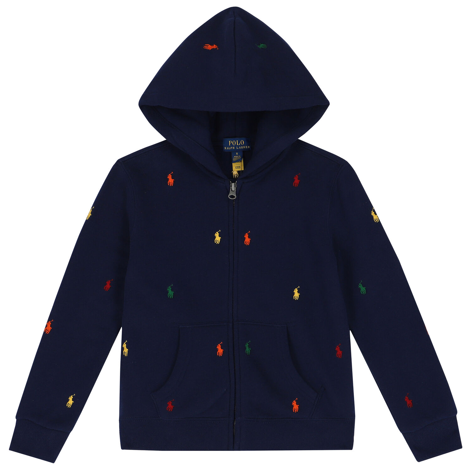 Boys Navy Logo Zip Up Top, 1, hi-res