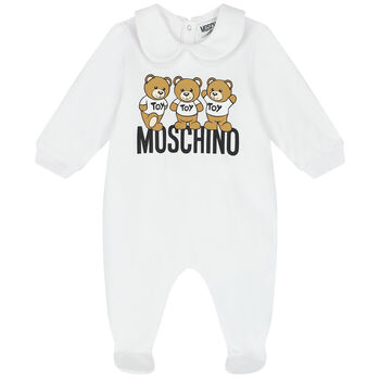 White Teddy Bear Logo Babygrow