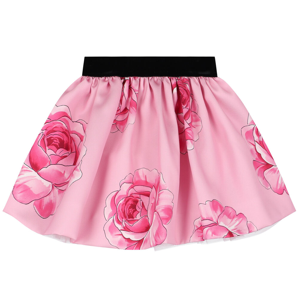 Monnalisa Girls Pink Roses Skirt