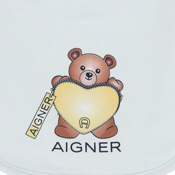 Baby Boys Blue Teddy Bear Logo Bib