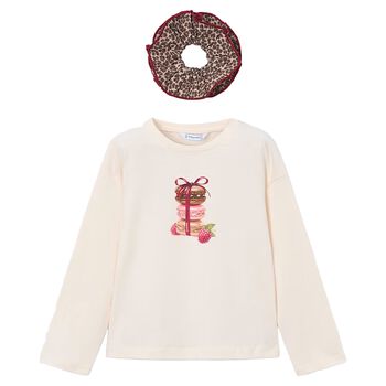 Girls Ivory Macarons Long Sleeve Top Set