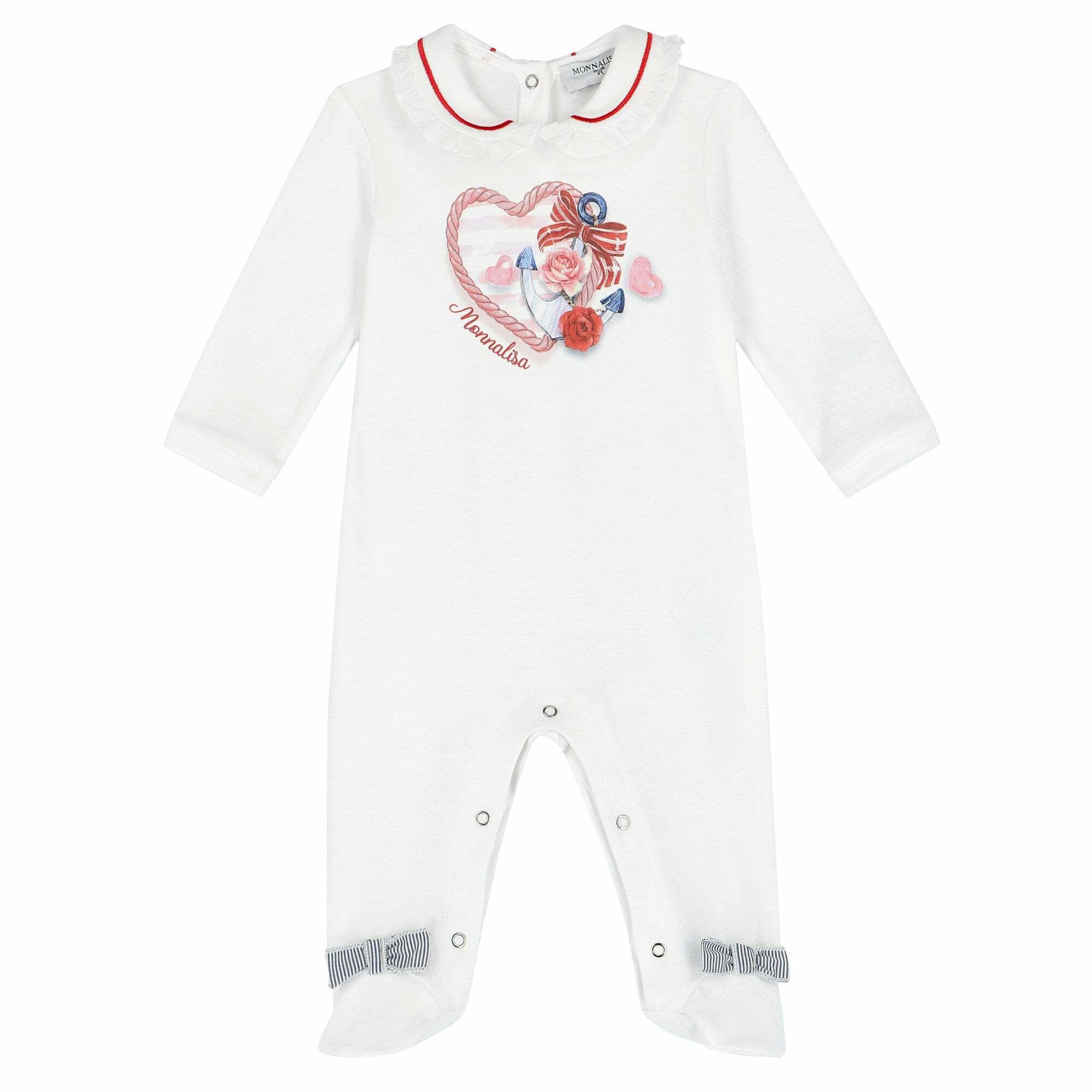 Monnalisa Baby Girls White Logo Babygrow Junior Couture UAE
