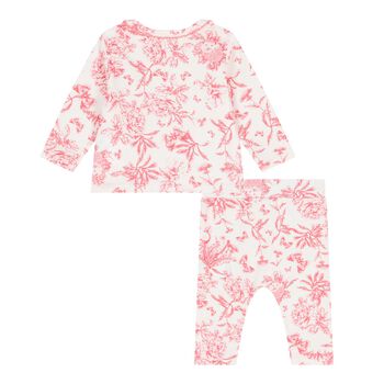 Baby Girls White & Red Floral Pyjama Set