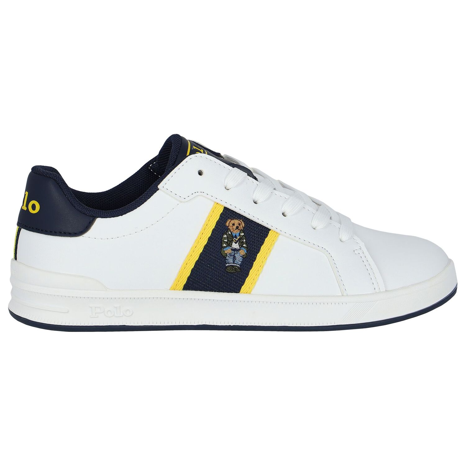 Boys White & Navy Blue Trainers, 1, hi-res