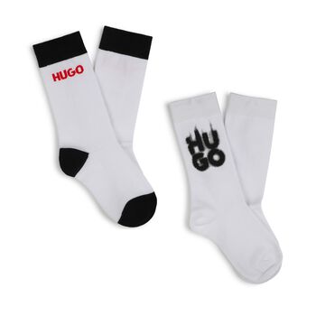 Boys Black & White Logo Socks
