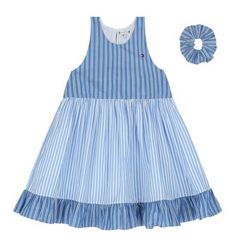 Girls Blue Striped Dress