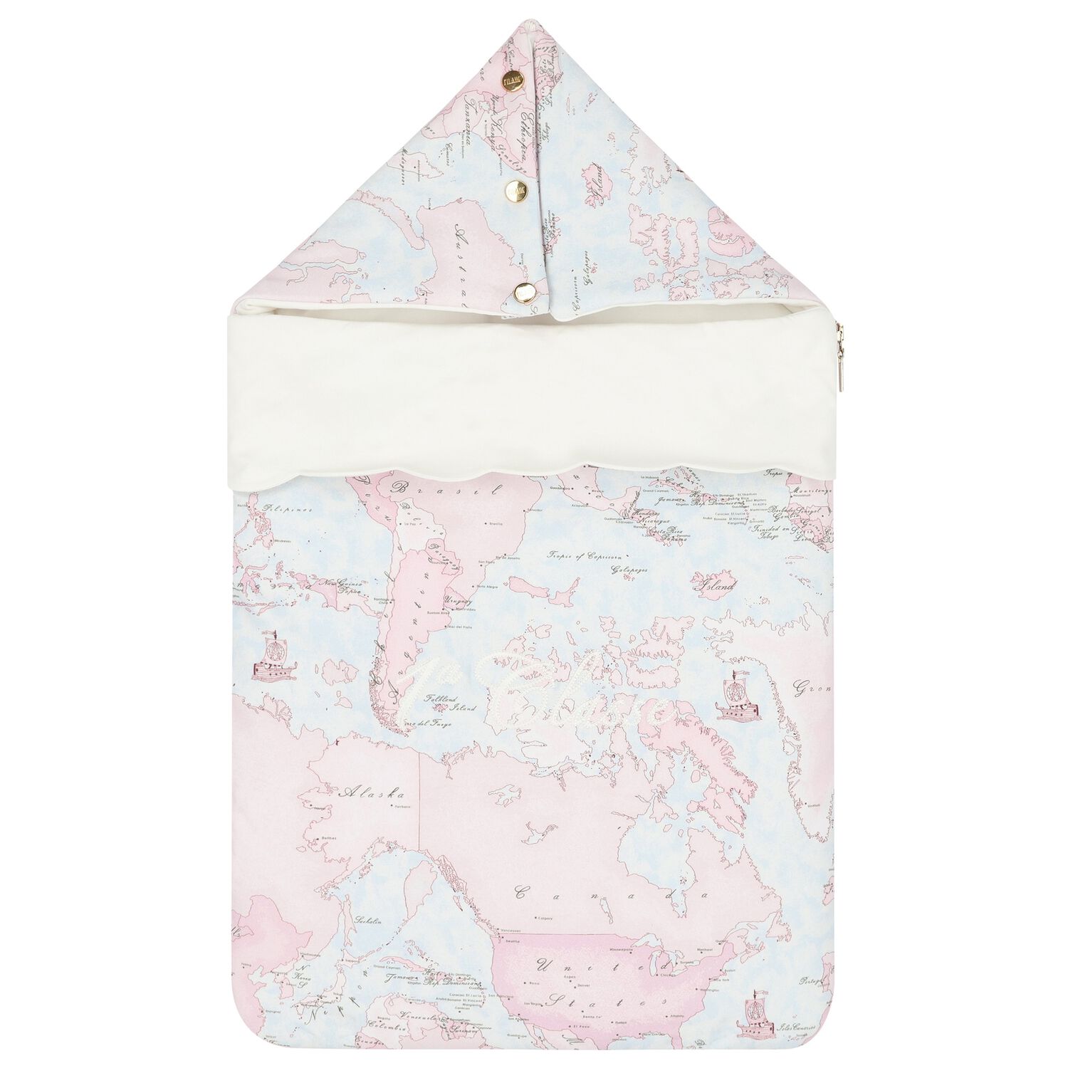 Baby Girls Pink & Blue Geo Map Baby Nest, 1, hi-res
