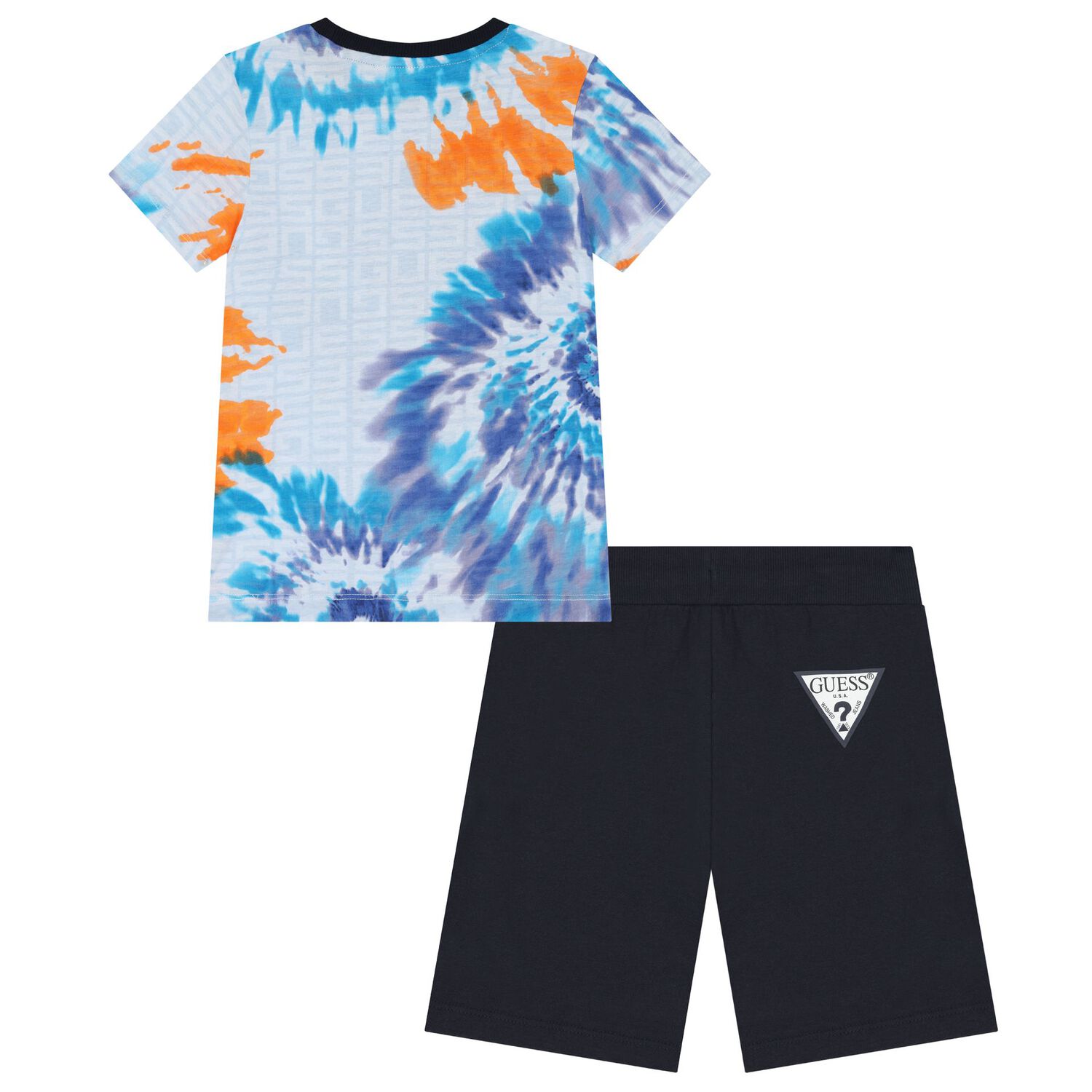 Boys Blue Logo Tie-Dye Shorts Set, 1, hi-res