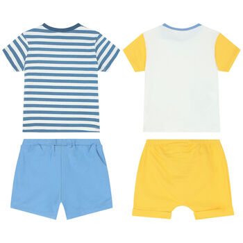 Baby Boys White & Yellow Shorts Set (4 Piece)