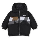 Younger Boys Black Logo Puffer Jacket, 1, hi-res