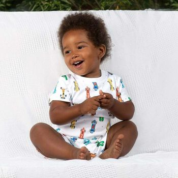 Boys White Printed Pyjamas