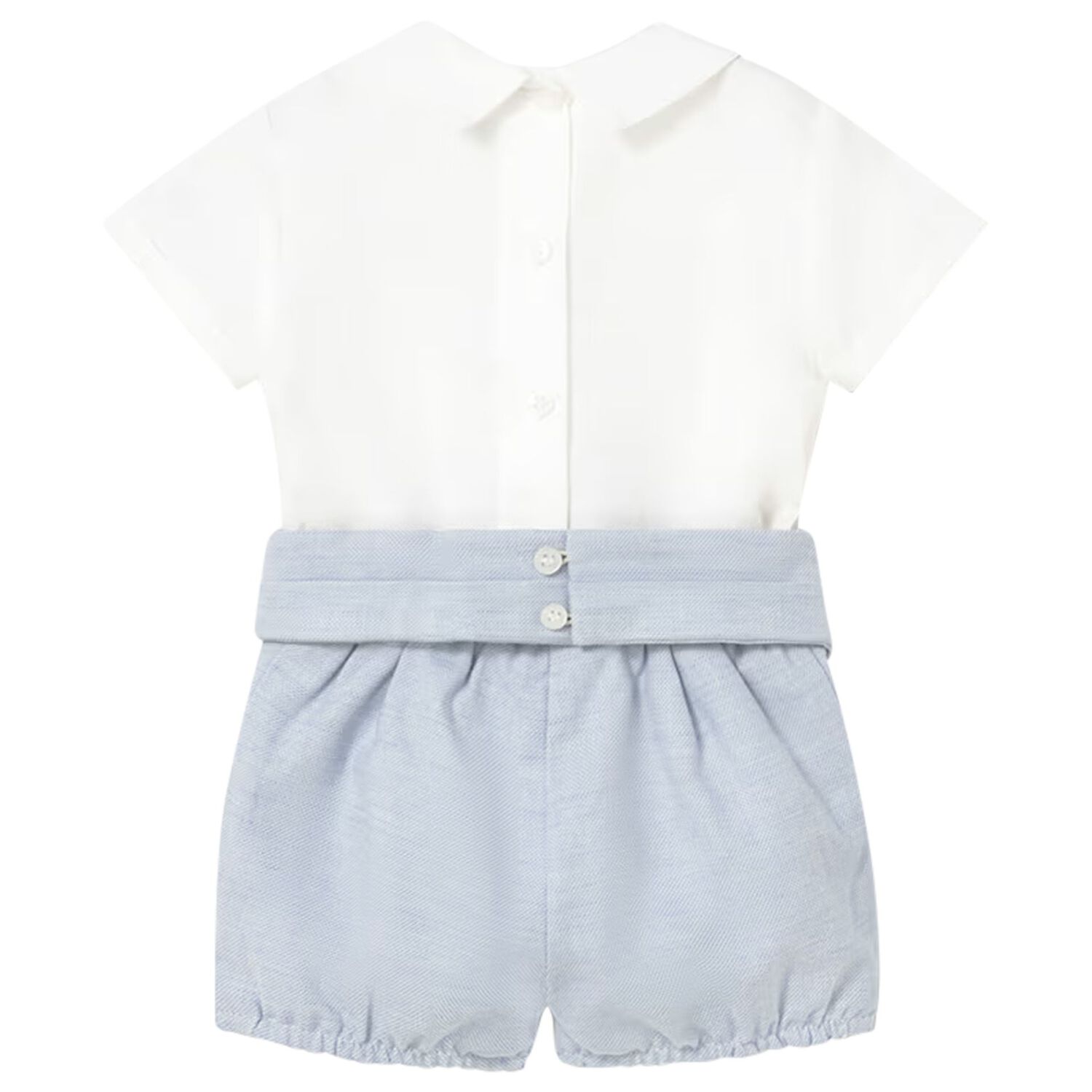 Baby Boys White & Blue Shorts Set, 1, hi-res