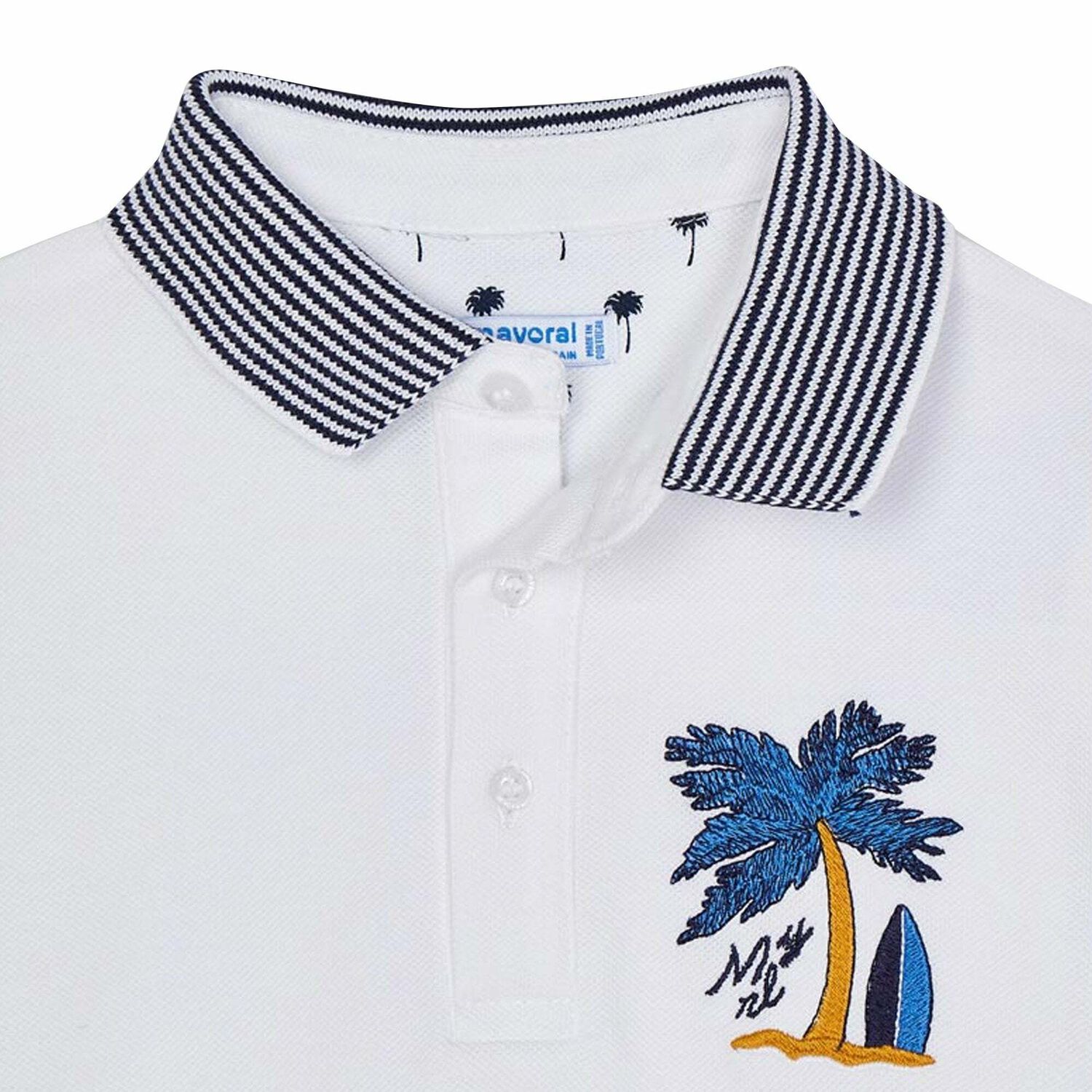 Boys White Cotton Polo Shirt, 1, hi-res