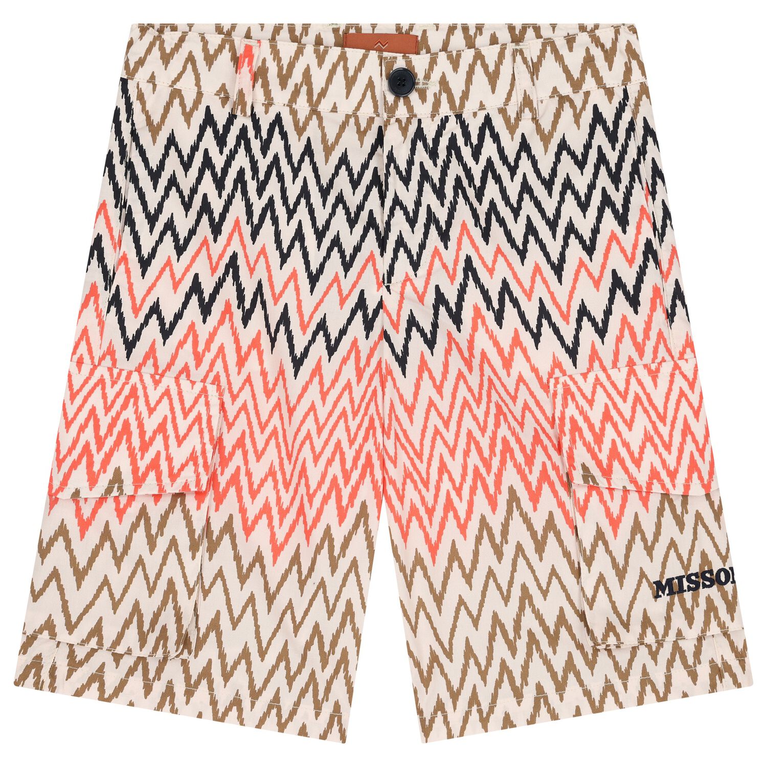 Boys Beige Logo Zig Zag Shorts, 1, hi-res image number null