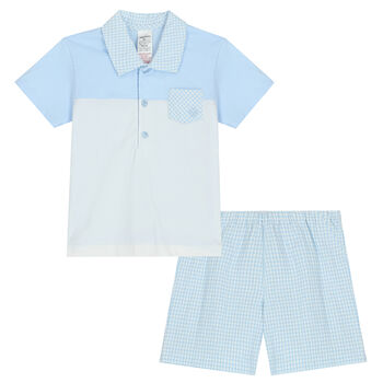 Younger Boys Blue & White Shorts Set