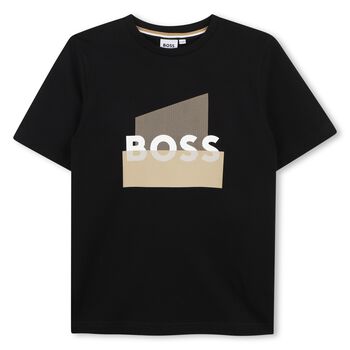 Boys Mini Me Black Logo T-Shirt