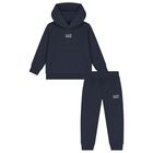 Boys Navy Blue Logo Tracksuit, 2, hi-res