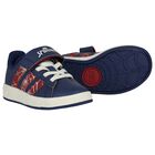 Boys Navy Blue Marvel Grand Court Trainers, 1, hi-res