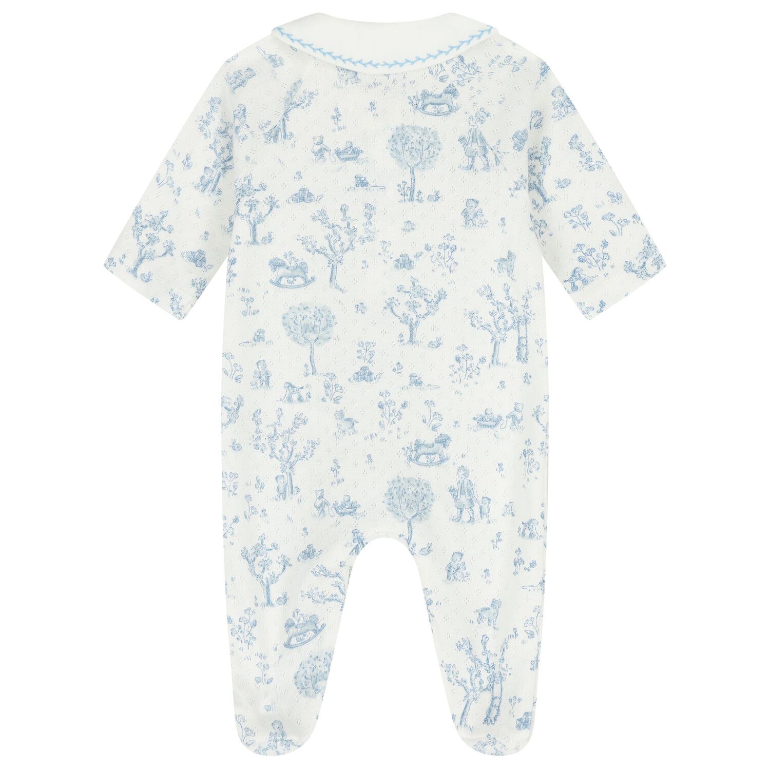Ivory & Blue Teddy Bear Babygrow, 3, hi-res