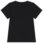 Girls Black Embellished Logo T-Shirt, 3, hi-res
