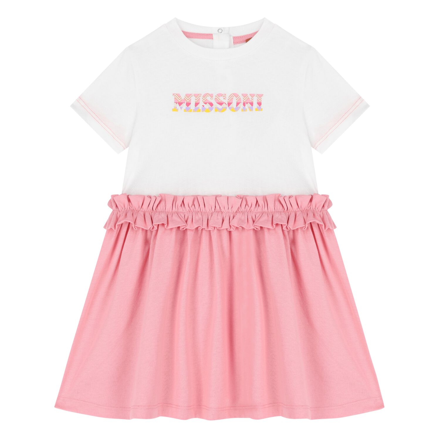 Younger Girls White & Pink Logo Dress, 1, hi-res image number null