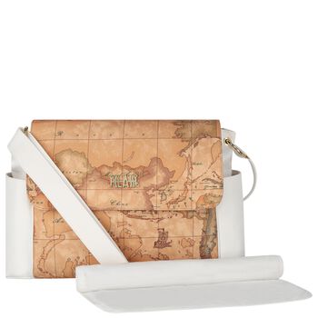 Beige & White Geo Map Baby Changing Bag
