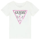 Girls White Logo T-Shirt, 1, hi-res