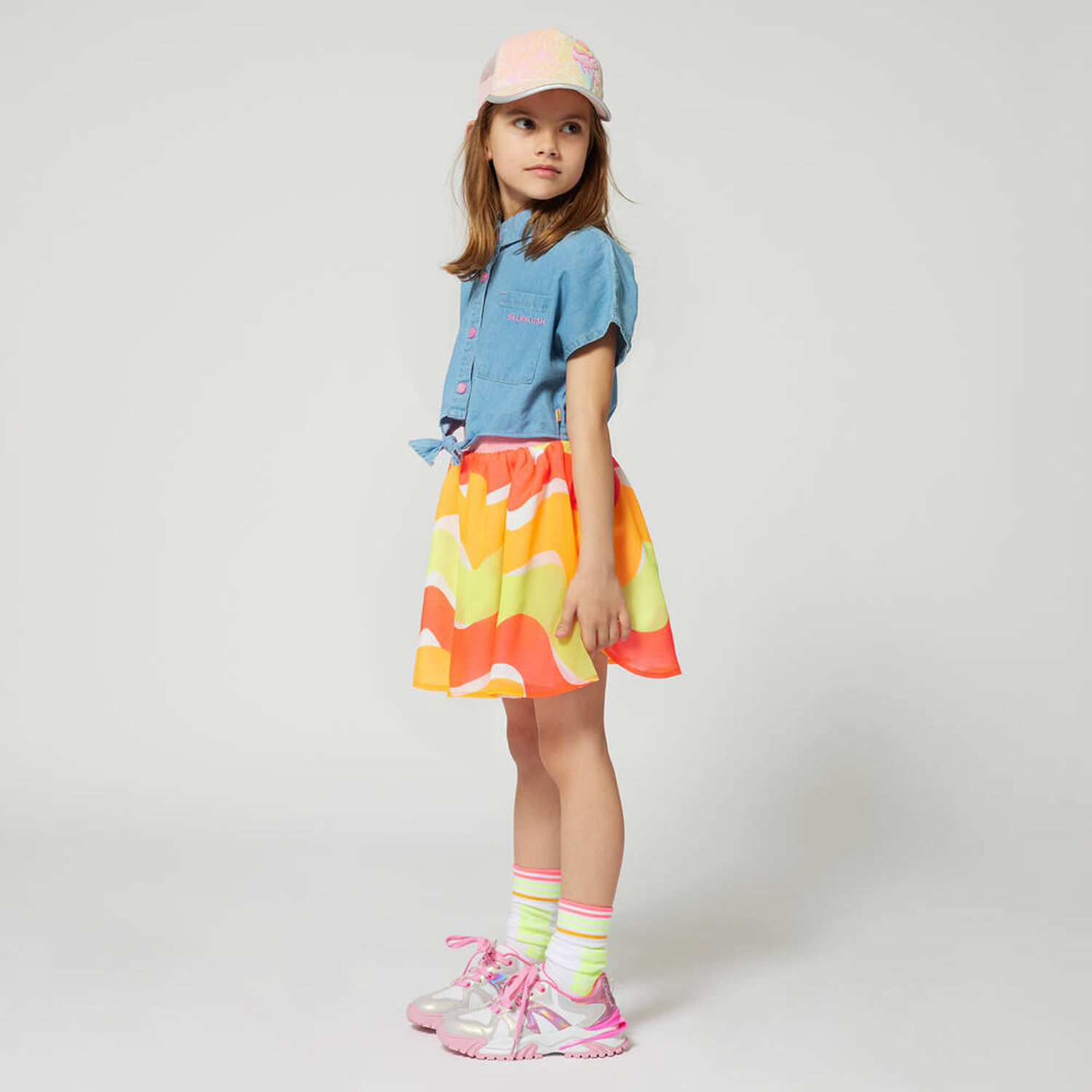 Girls White & Pink Trainers, 1, hi-res image number null
