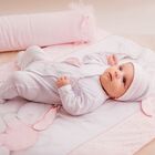 Baby Girls White & Pink Bunny Blanket & Hat Set, 1, hi-res