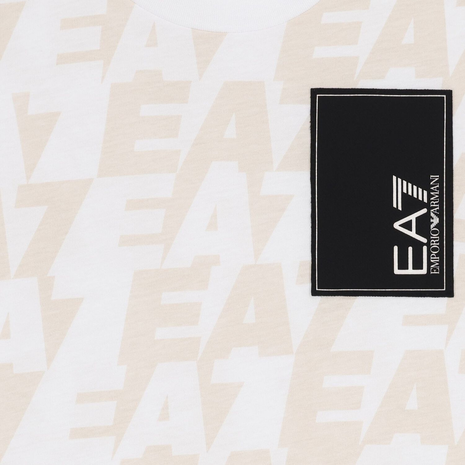 Boys White & Beige Logo T-Shirt, 1, hi-res