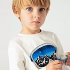 توب أولاد بأكمام بالشعار باللون العاجي, 1, hi-res