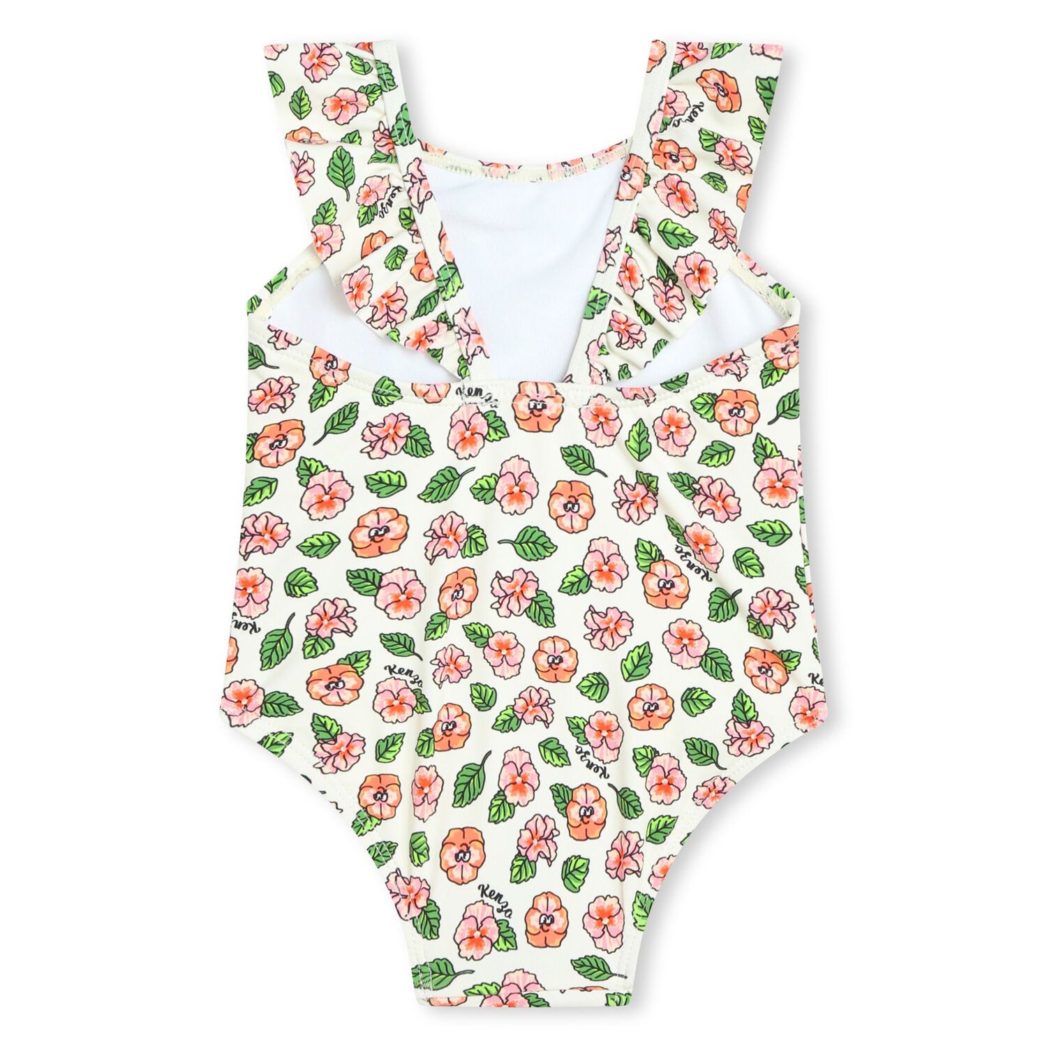 Younger Girls Ivory Floral Swimsuit, 1, hi-res image number null