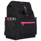 Girls Black Logo Quilted Backpack, 1, hi-res