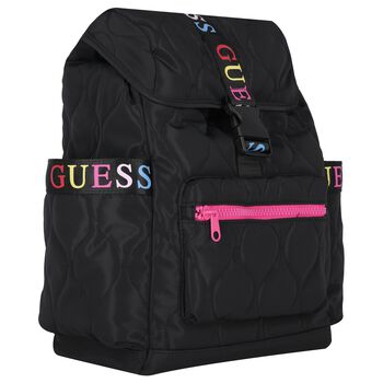 Girls Black Logo Quilted Backpack