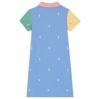 Girls Pink & Blue Logo PiquÃÂ© Polo Dress