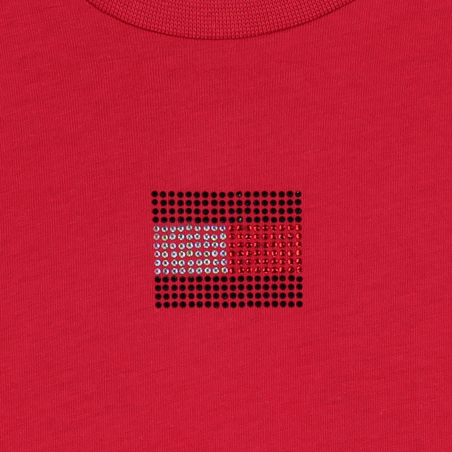 تي شيرت أحمر مزين بشعار للبنات, 2, hi-res