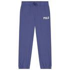 Boys Blue Cotton Jersey Joggers, 1, hi-res