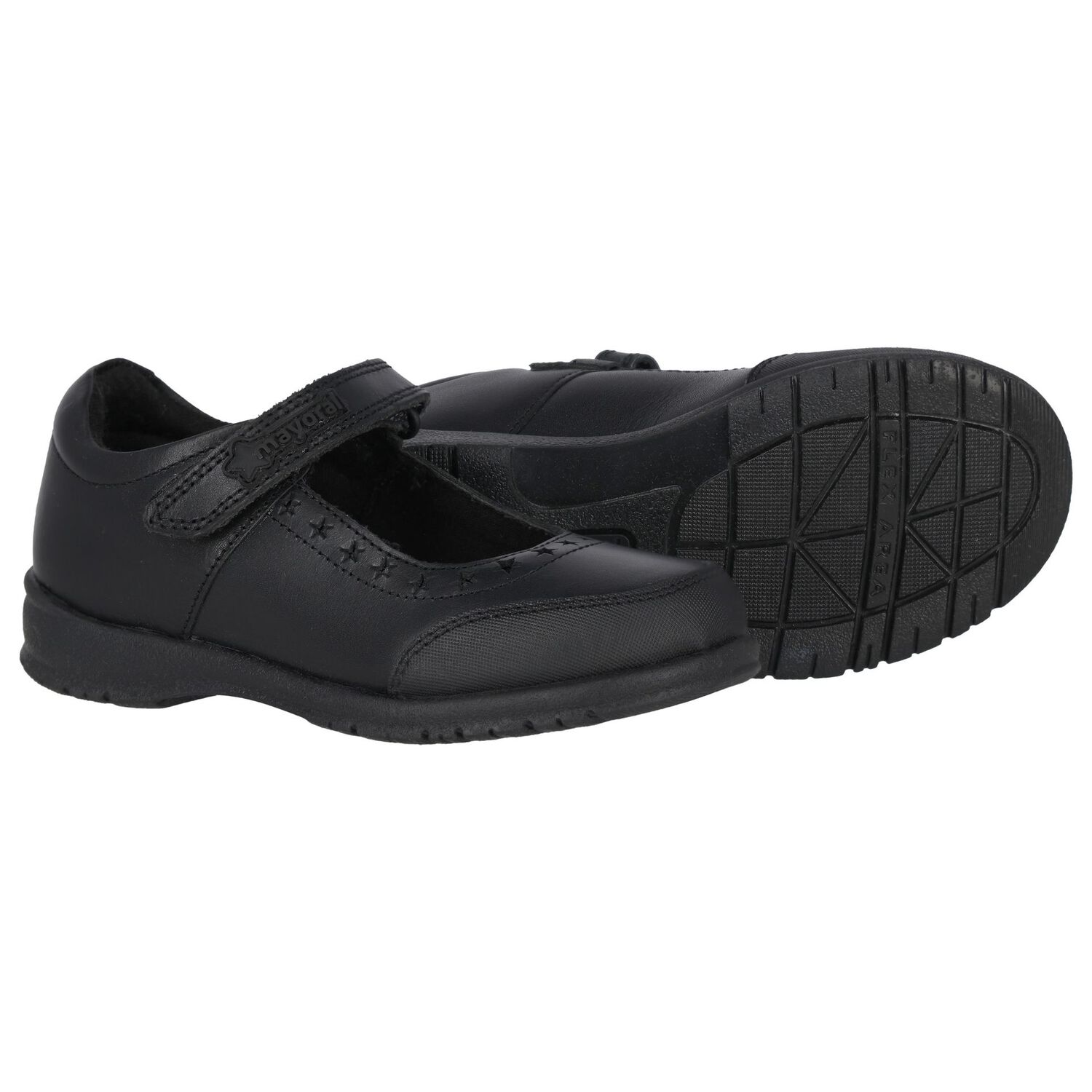 أحذية جلدية سوداء للبنات, 1, hi-res