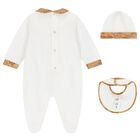 مجموعة هدايا ملابس الأطفال بنقشة خريطة جغرافية باللونين الأبيض والبيج, 3, hi-res