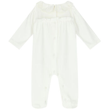 Baby Girls Ivory Bow Babygrow
