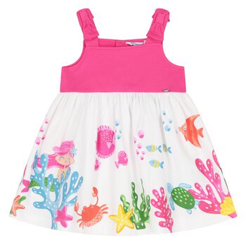 Younger Girls Pink & White Mermaid Dress