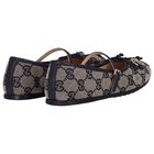 Girls Beige & Navy Blue GG logo Shoes, 1, hi-res