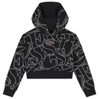 Girls Black Logo Hooded Top, 2, hi-res