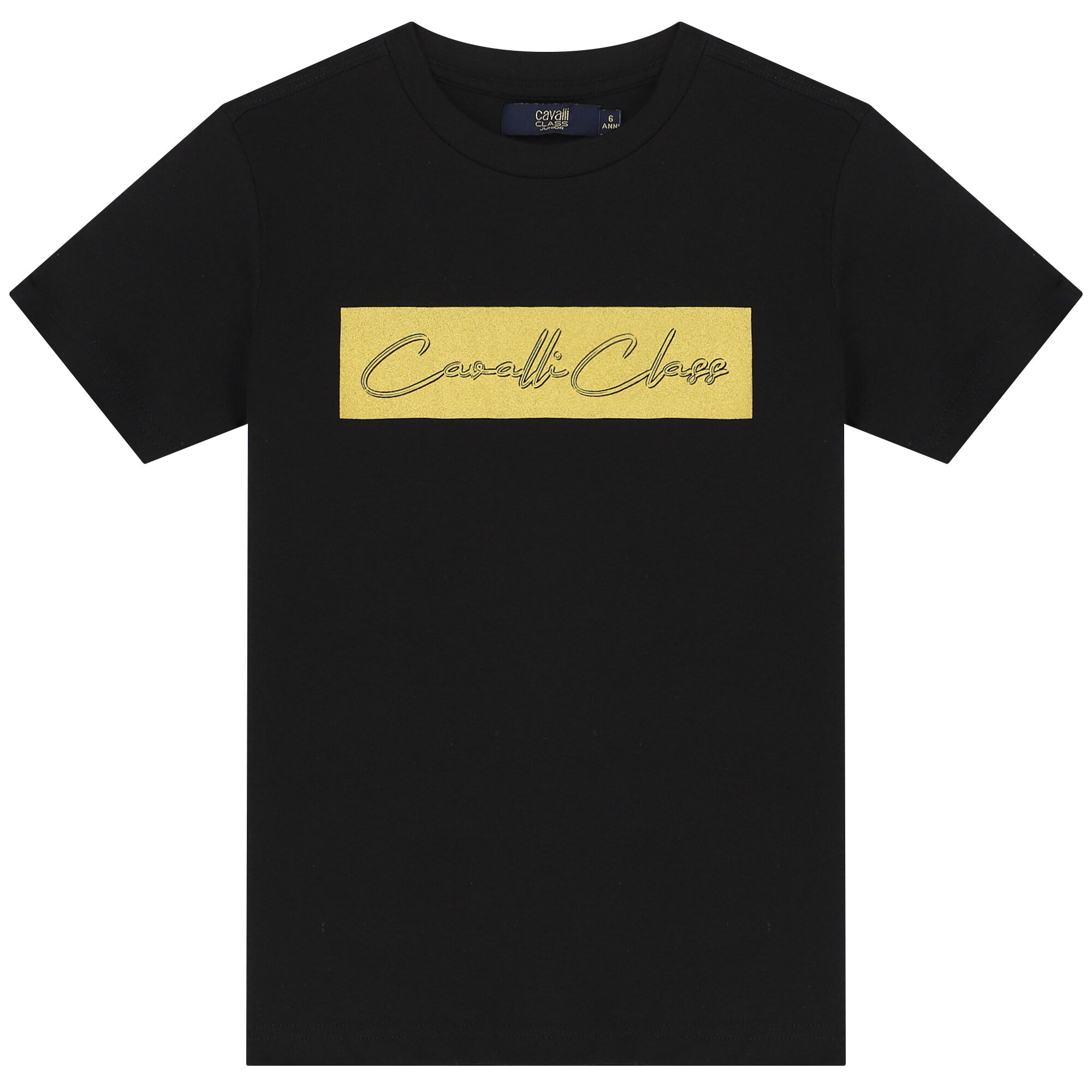 Cavalli Class Black Gold Logo T Shirt Junior Couture UAE